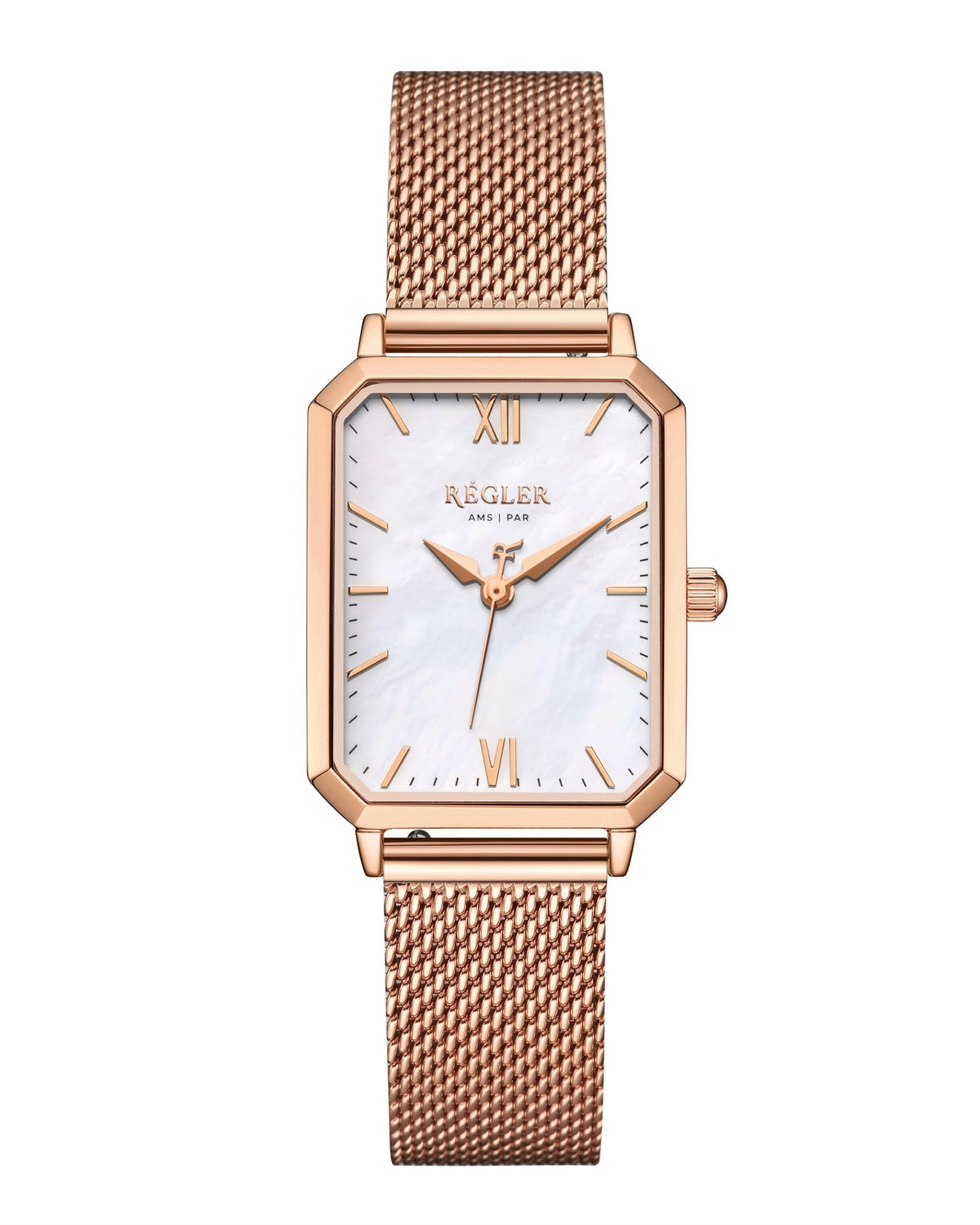 Élégance Rose Gold Mesh - Pearl White - RéglerRW2213430J