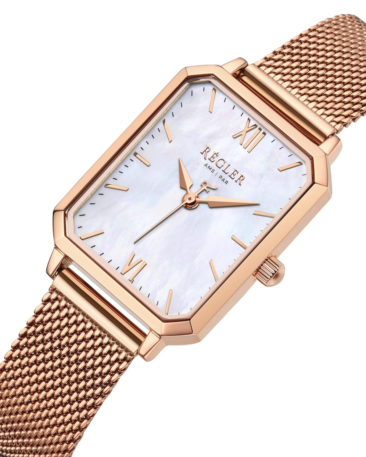 Élégance Rose Gold Mesh - Pearl White - RéglerRW2213430J