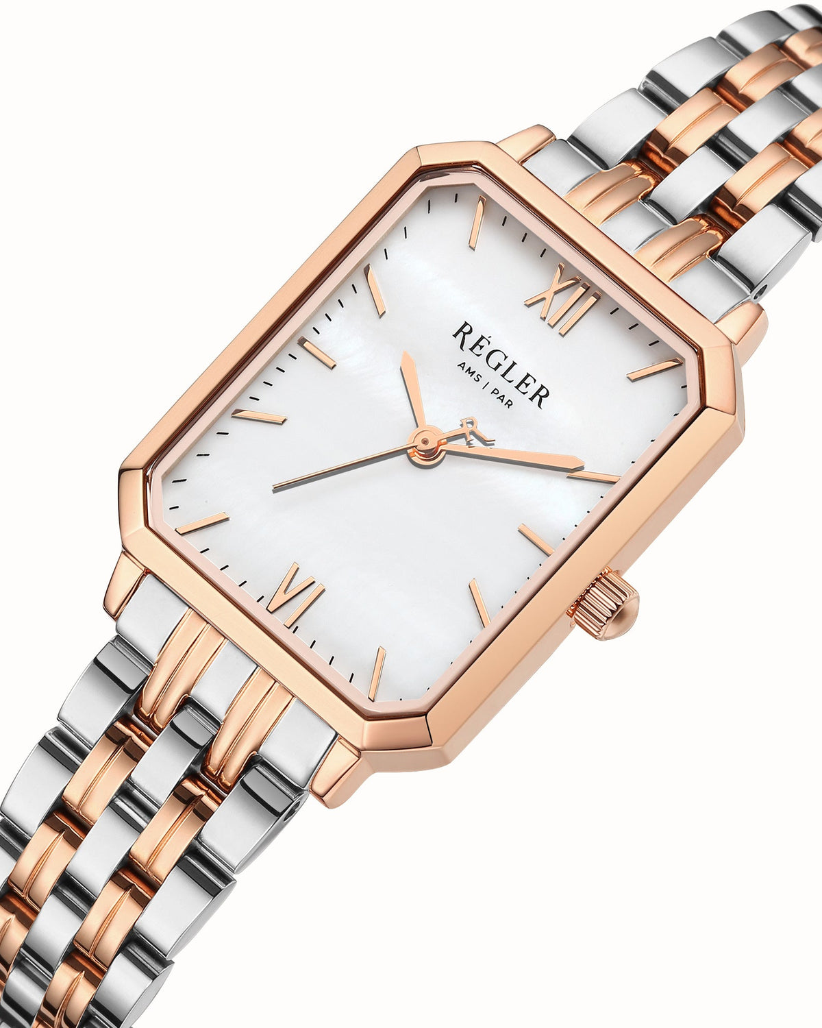 Régler Élégance Steel Bi-Colour Silver\Rose Gold - Pearl - RéglerRW2115430J