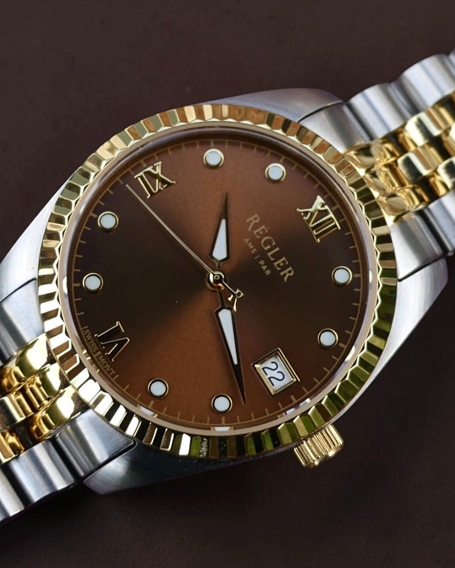 Régler Liberté Steel Bi-Colour Silver / Gold - Coffee - RéglerRW471234S