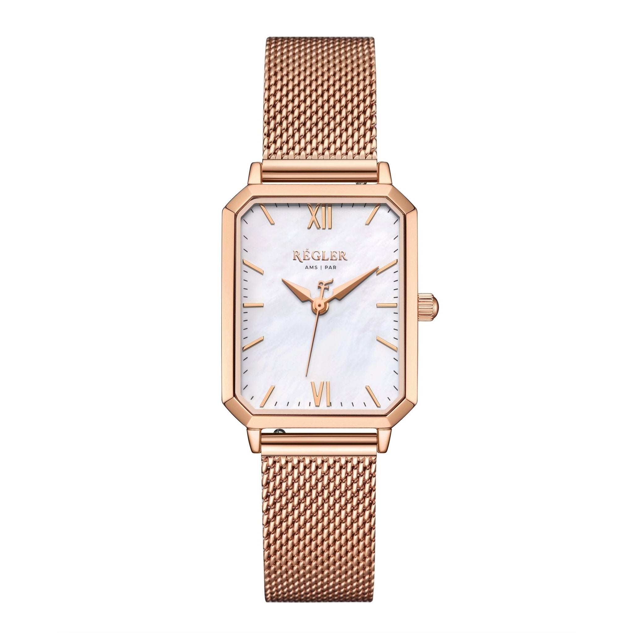 Élégance Rose Gold Mesh - Pearl White - RéglerRW2213430J