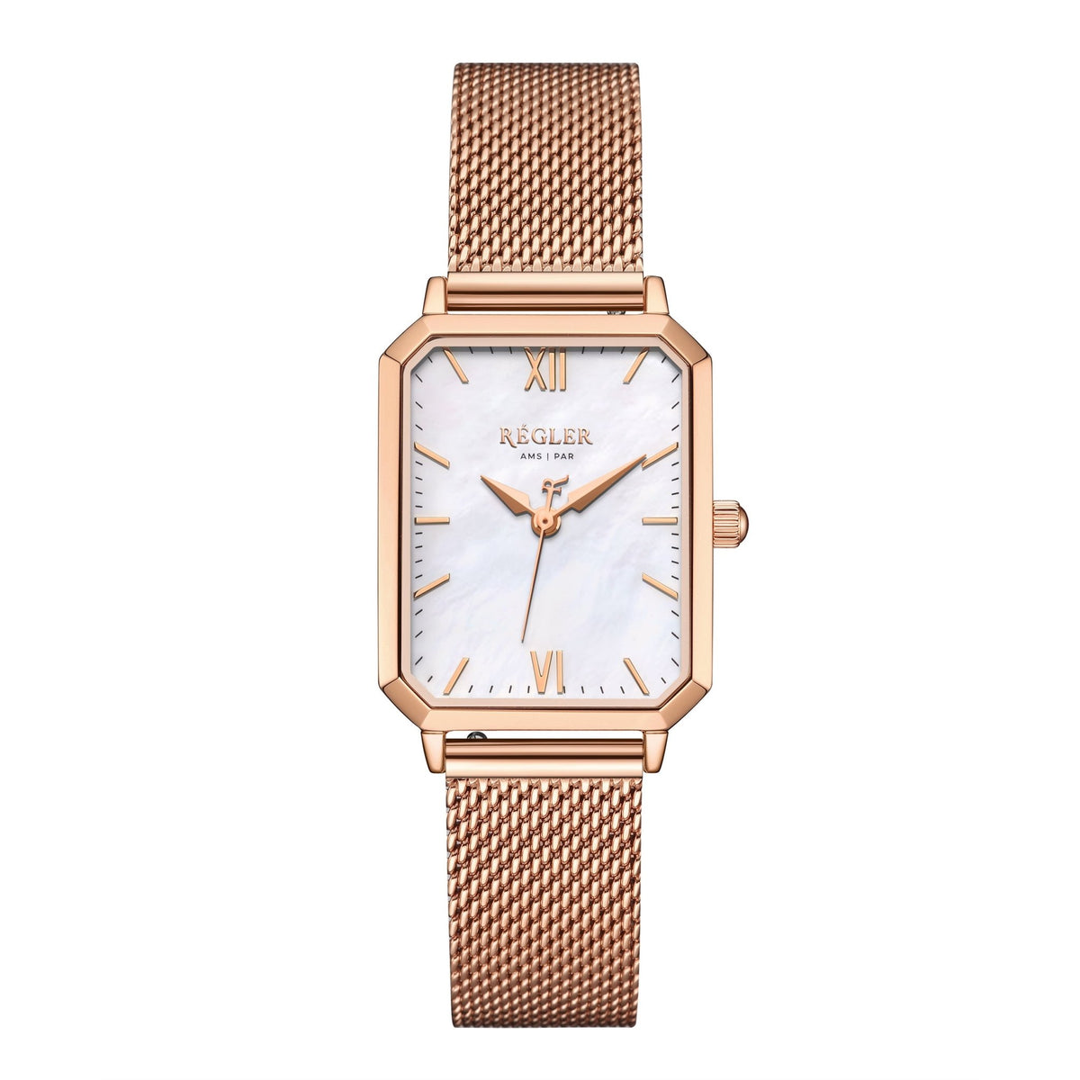 Élégance Rose Gold Mesh - Pearl White - RéglerRW2213430J