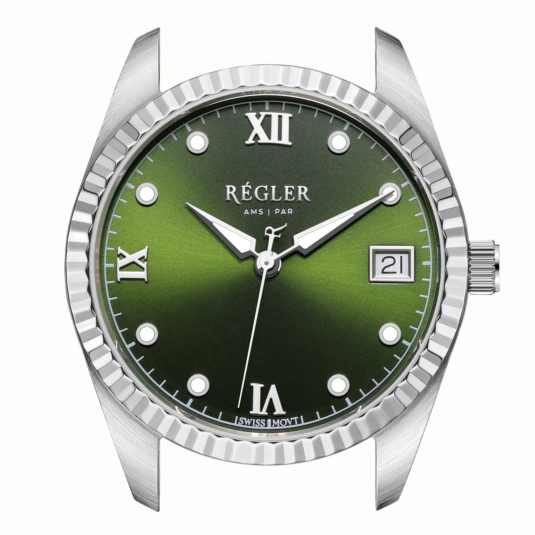 Liberté Watch Case Silver - Olive Green - RéglerRWC442234S