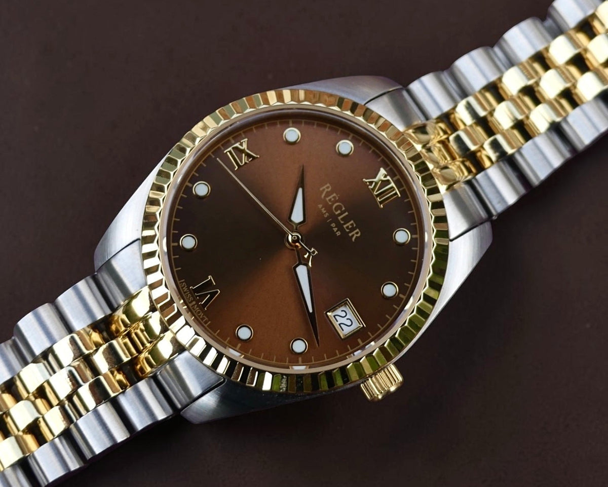 Régler Liberté Steel Bi-Colour Silver / Gold - Coffee - RéglerRW471234S